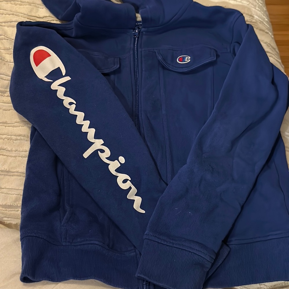 #Champion Boys Blue Sweatshirt Zip-Up Hoodie, Size L